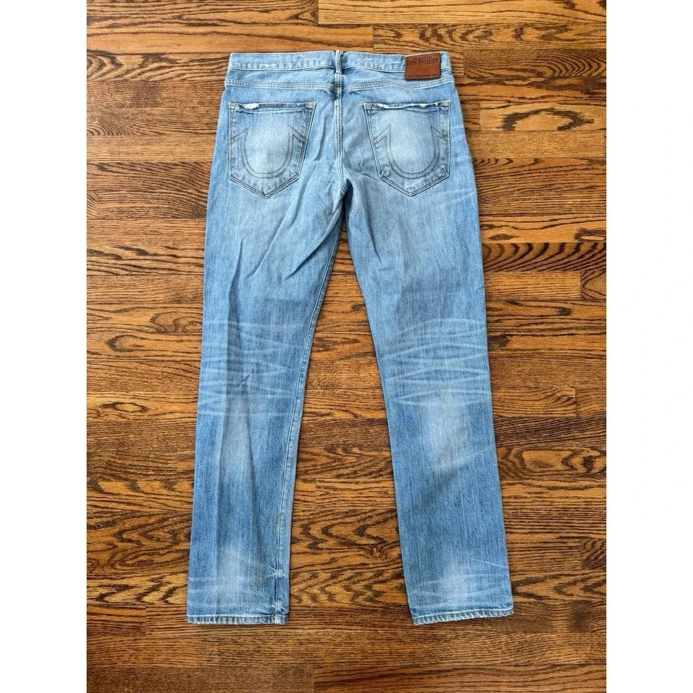 True Religion Medium Wash Denim Straight Leg Jeans - Size 33